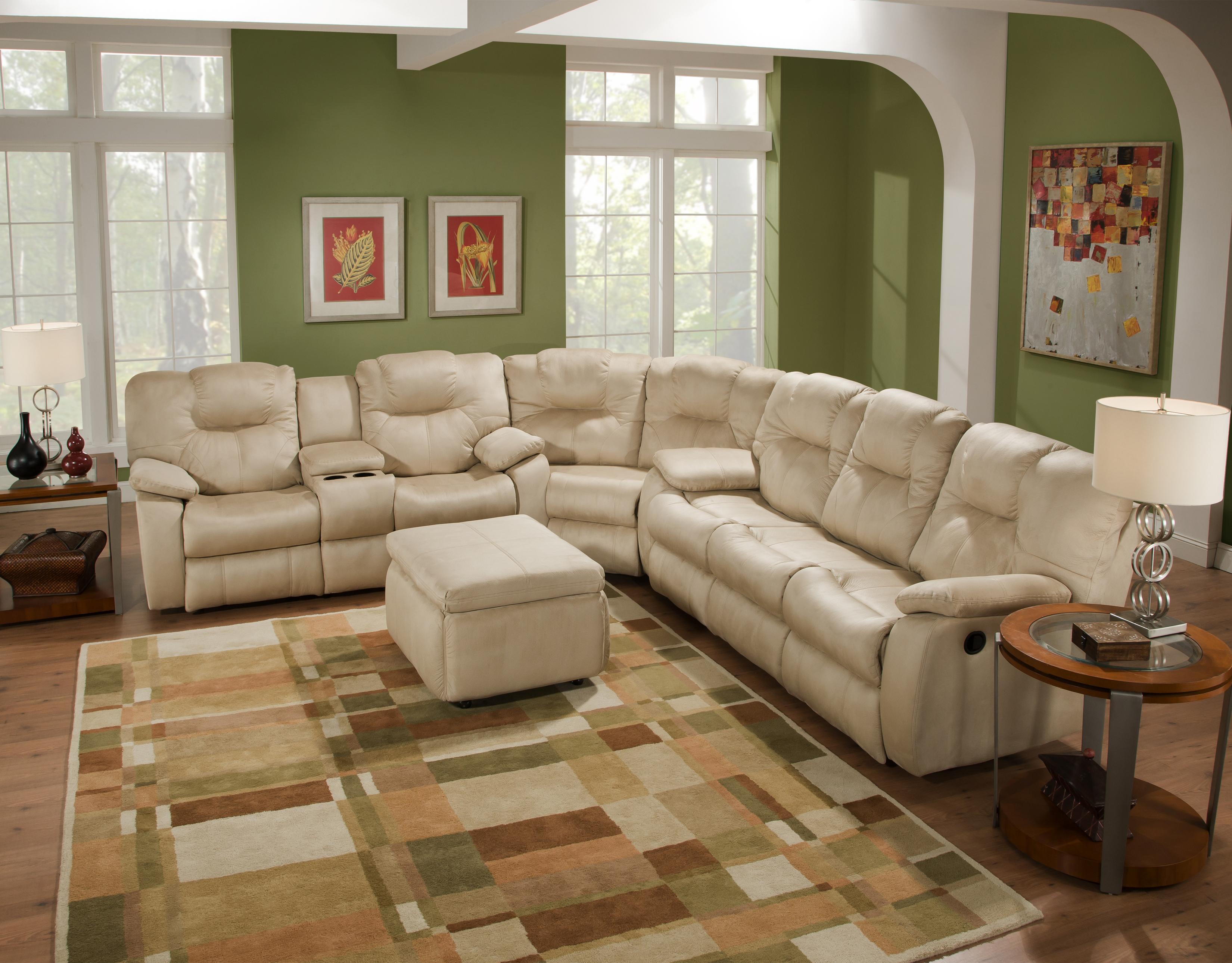 Southern Motion Avalon Three Piece Sectional Sofa with Drop Down Table